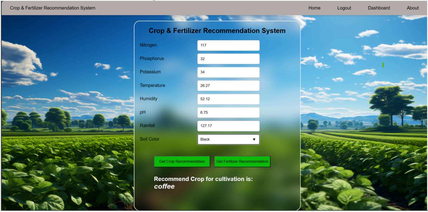Crop Recommendation Interface